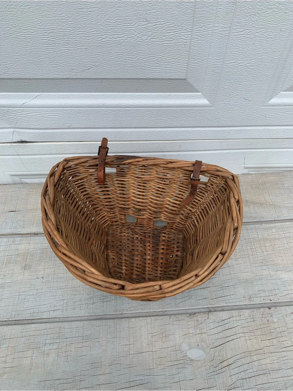 Vintage Wicker Bicycle Basket Front Handlebar Cargo Rattan Willow Boho